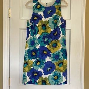 LOFT Sleeveless floral linen dress. Fully lined. Size 8